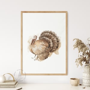 Turkey Printable, Thanksgiving decor, Watercolor turkey Digital Print, Autumn Wall Art, Fall wall Art, Fall decor,Printable Wall Art