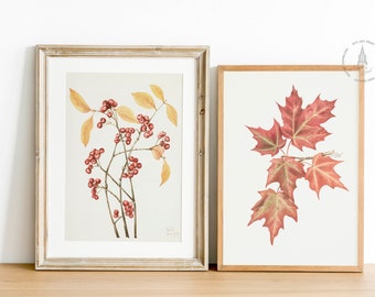 Autumn wall Art, Autumn Colors wall art Set of 2, Vintage Autumn Printable wall Art, Fall Decor, Autumn Poster, Thanksgiving Decor