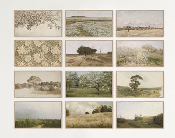 Samsung Frame TV Art Set of 12, Vintage Summer Collection Bundle, Country Landscape Painting, Summer Landscape Frame TV Art, TVS 07
