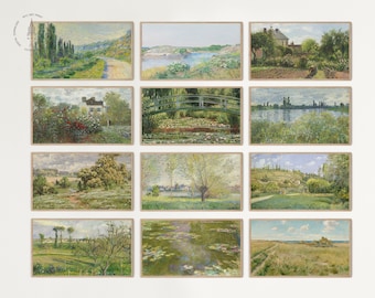 Samsung Frame TV Art Set of 12, Vintage Summer Collection Bundle, Summer Landscape Painting, Summer Landscape Frame TV Art, TVS 04