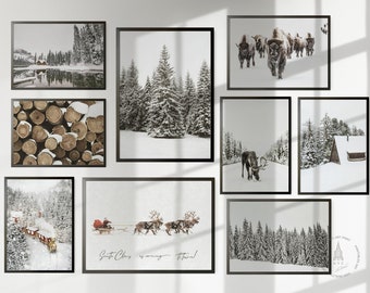 Christmas Prints Gallery wall Set of 9, Christmas Printable wall Art, Holiday Decor, Christmas Poster, Winter prints, Christmas Winter Decor