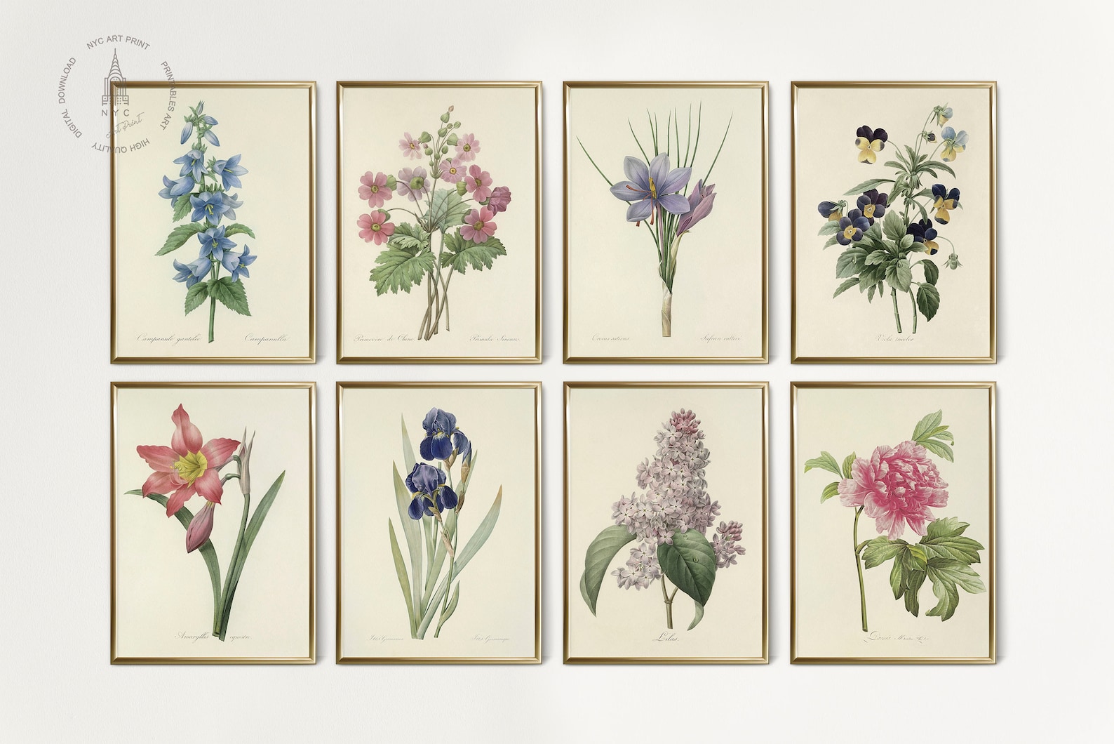 Vintage Spring Flowers Gallery Wall Set of 9, Spring Botanical Prints ...