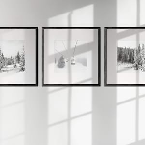 Winter Decor Gallery Wall Set Ski Print Set of 3 Winter Prints Snowy Trees Chalet Decor Cabin Decor Winter Photography Scandinavian Decor, Square print