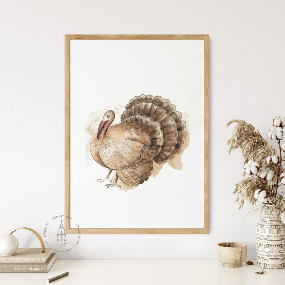 Turkey Printable, Thanksgiving Decor, Watercolor Turkey Digital Print ...