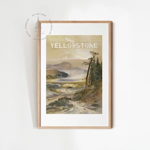 Yellowstone National Park Poster, Vintage National Park Art Print, Yellowstone National Park Painting, Excelsior Geyser, Digital Download