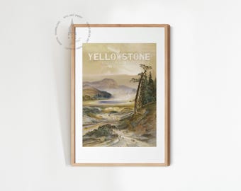 Poster Yellowstone National Park, vintage National Park Art Print, schilderij Nationaal Park Yellowstone, Excelsior Geyser, digitale download
