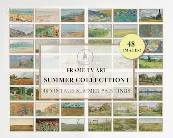 Samsung Frame TV Art Summer Bundle, Set of 48 Vintage Summer Collection, Summer Landscape Painting, Summer Landscape Frame TV Art, BTVC 1