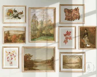 Autumn wall Art, Autumn Colors wall art, wall art Set of 9, Vintage Autumn Printable wall Art, Fall Decor, Autumn Poster, Thanksgiving