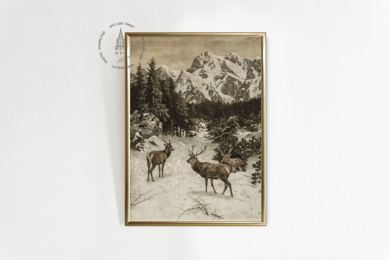 Red Deer in the Alps in Winter, signed J. Schmitzberger München
(Munich 1851 – after 1936)