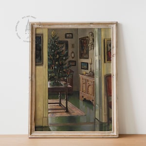 Christmas Interior Print, Christmas Tree Print, Vintage Christmas Printable Wall Art, Holiday Decor, Christmas Poster, Christmas Decor