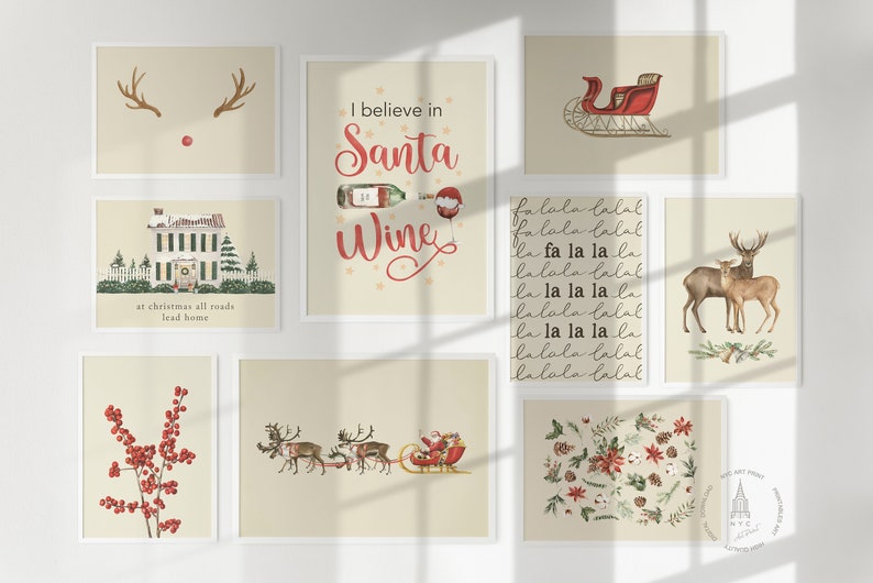 Christmas Prints Gallery wall 9er Set, Weihnachten Printable Wandkunst, Weihnachtsdeko, Weihnachtsdeko, Weihnachtsdeko, Weihnachtsdeko Bild 4