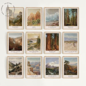 Set of 12 Vintage National Parks Art Print, National Parks Poster, National Park Painting, United States National Parks, Adventure Decor N02