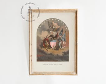 Arms of the United States of America, 4th of July Print, Vintage American Flag Patriotic Print, Independence Day Art, America Art Print