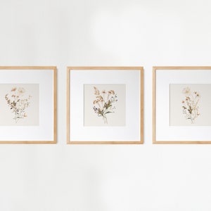 Watercolor Botanical Print Set of 3, Wildflower Watercolor Print ...
