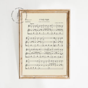 O Holy Night Printable Christmas Hymn, Christmas Prints, Vintage Christmas Printable, Antique Sheet Music, Farmhouse Printable CH016
