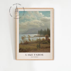 Lake Tahoe Poster, Vintage Lake Tahoe Painting, Travel Print, California Poster, Tahoe Travel Poster, State Park, Lake Tahoe Art Print 01
