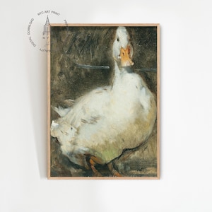 Vintage Duck Painting, Nursery Wall Decor, Duck Wall Art Print, Vintage White Duck Print, Barnyard Animal, Farmhouse Decor, Duck Portrait