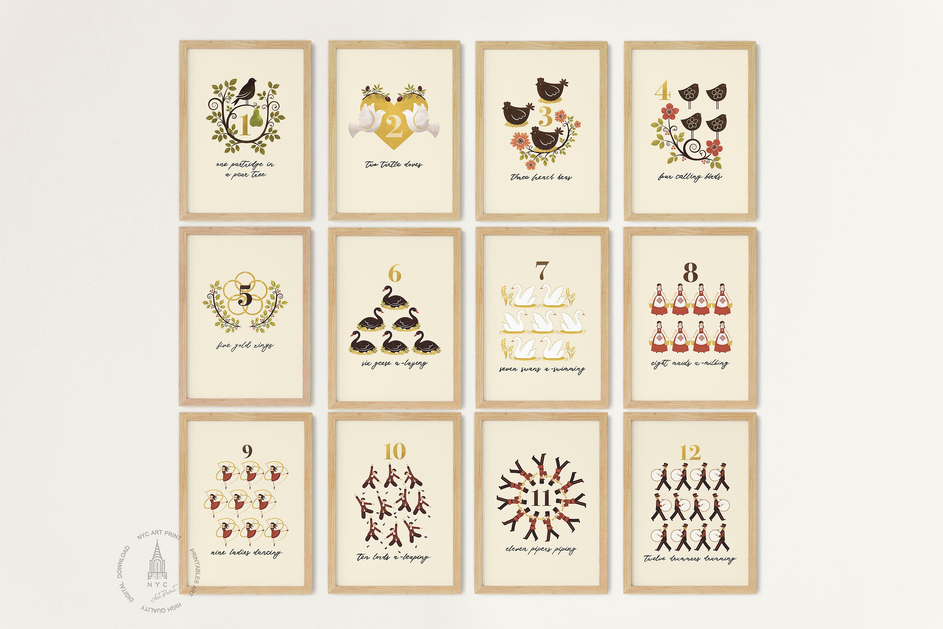 Twelve Days of Christmas Printable Christmas Prints Gallery - Etsy