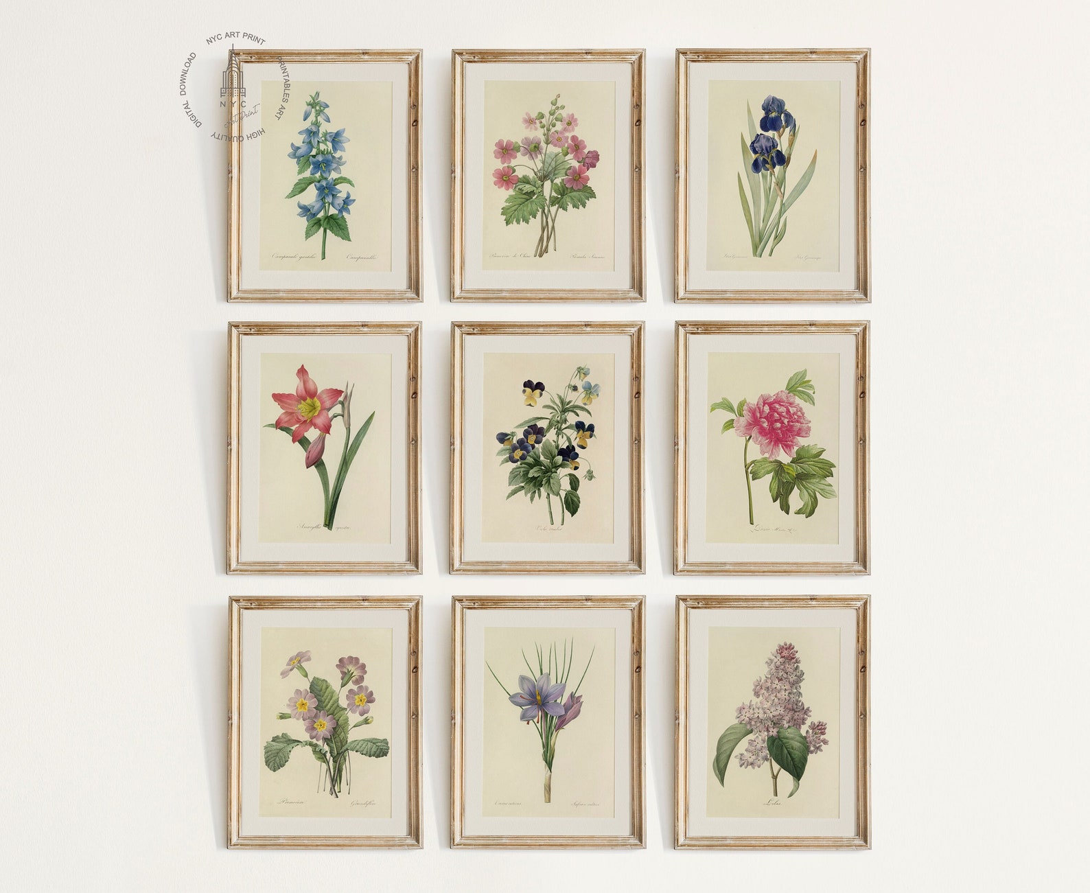 Vintage Spring Flowers Gallery Wall Set of 9, Spring Botanical Prints ...