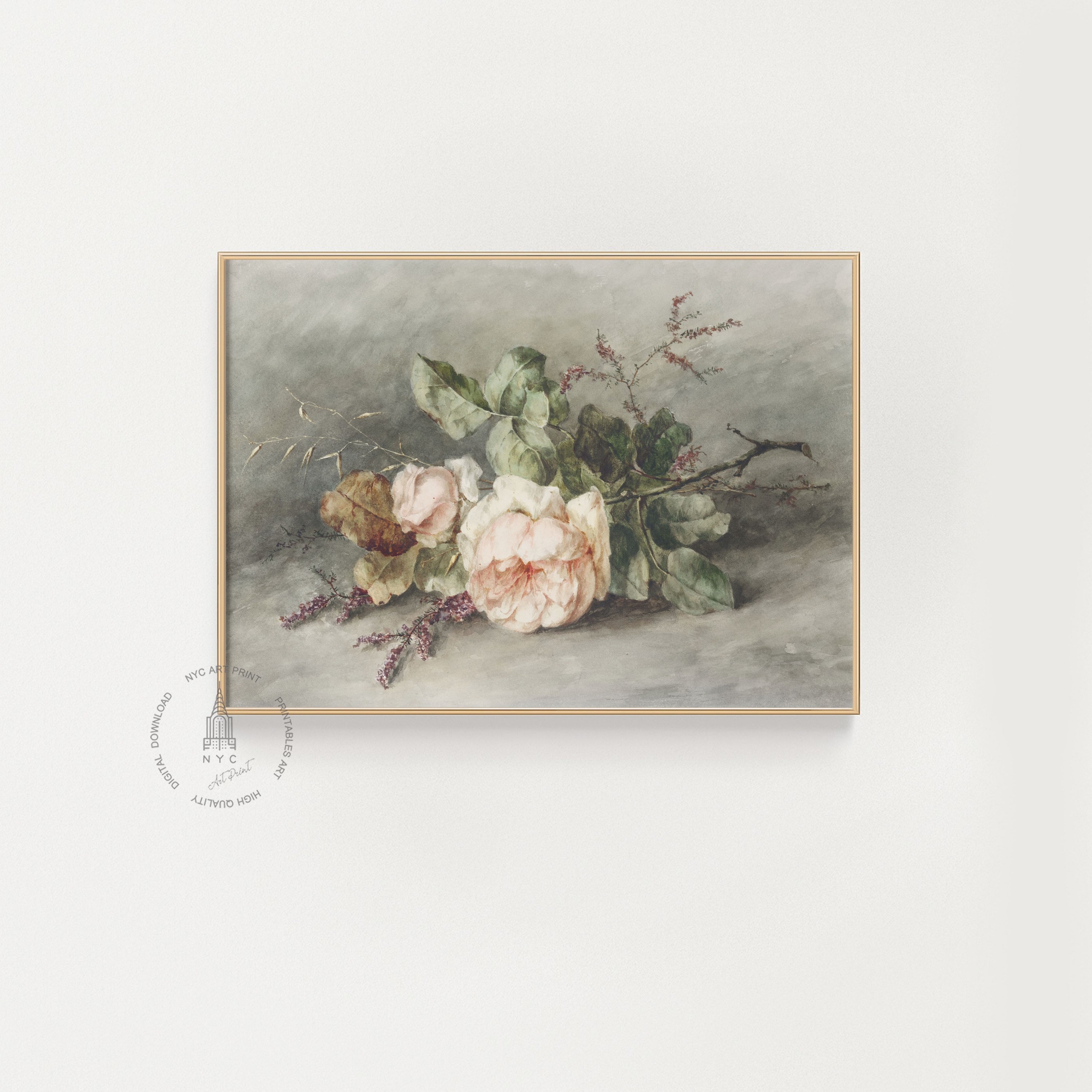 Vintage Botanical Still Life Print, Vintage Flower Floral Roses ...