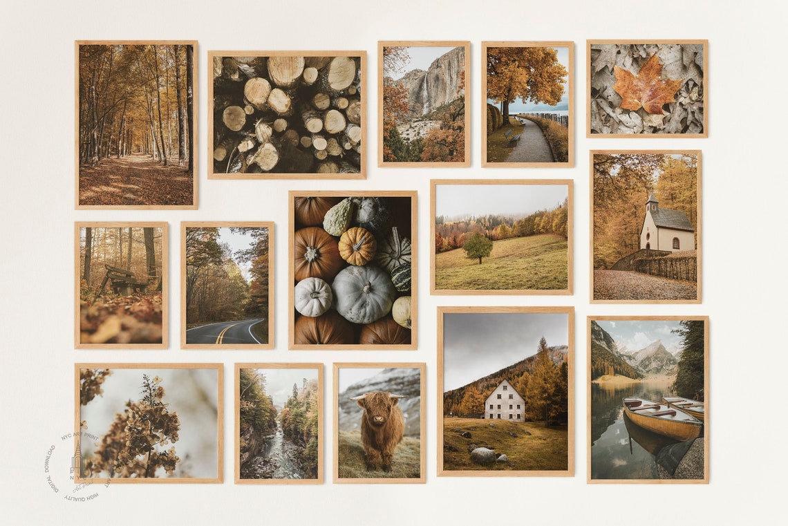 Fall Wall Art, Autumn Gallery Wall Set of 16, Autumn Printable Wall Art ...