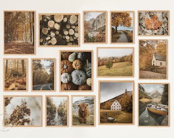 Fall wall Art, Autumn Gallery wall Set of 16, Autumn Printable wall Art, Fall Decor, Fall Nature Poster, Thanksgiving Decor, Farmhouse print