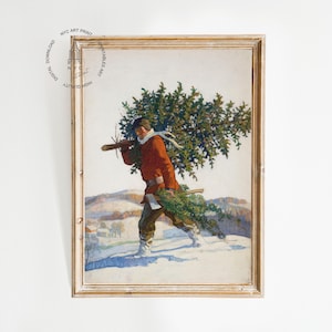 Christmas Tree Print, Vintage Christmas Printable Wall Art, Holiday Decor, Christmas Poster, Christmas Decor, Winter Decor