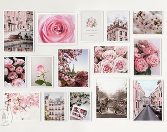 Blush Pink Prints Gallery wall Set of 15, Pink Poster, Pink Wall Art, Pink Home Decor, Spring Prints, Pink Print Set, Girlie Digital Prints