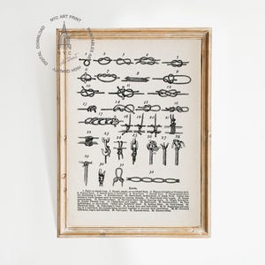 Impresión vintage de nudos marineros, impresión de paisaje marino, arte mural náutico, póster de nudos náuticos, decoración de pared marina, decoración de casa de playa imagen 3