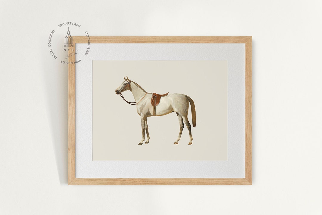 Vintage Horse Wall Art, Horse Print, Vintage Horse Painting, Equestrian