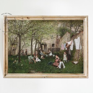 Vintage Nursery Art Print, Kindergarten Painting, Nursery Wall Decor, Baby Room Decor, Laundry Room decor, Nursery Decor, Kids Room Wall Art