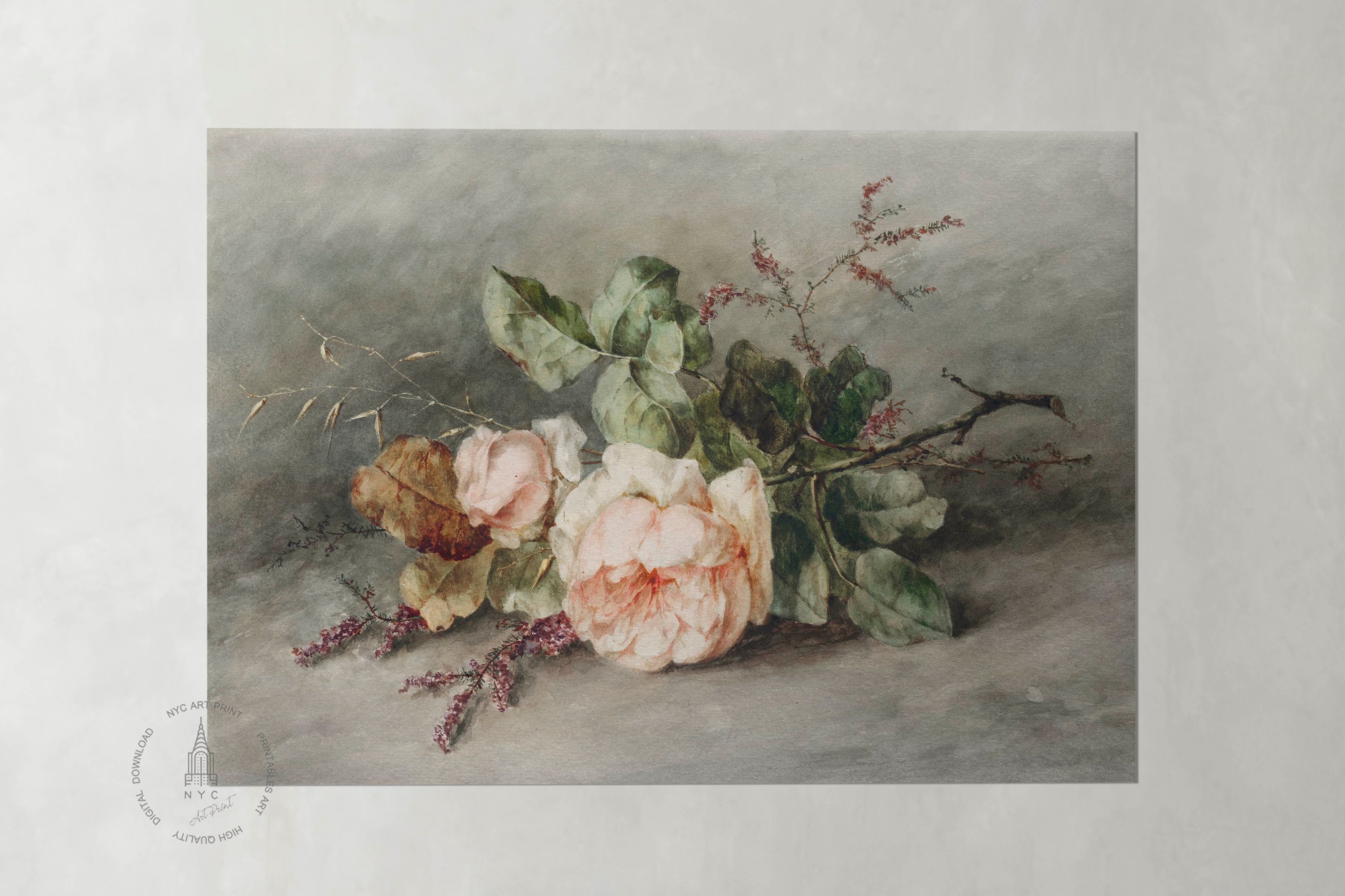 Vintage Botanical Still Life Print, Vintage Flower Floral Roses ...