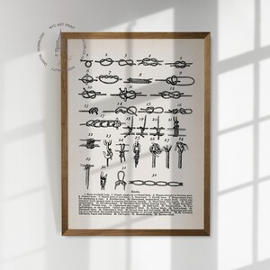 Impresión vintage de nudos marineros, impresión de paisaje marino, arte mural náutico, póster de nudos náuticos, decoración de pared marina, decoración de casa de playa imagen 6