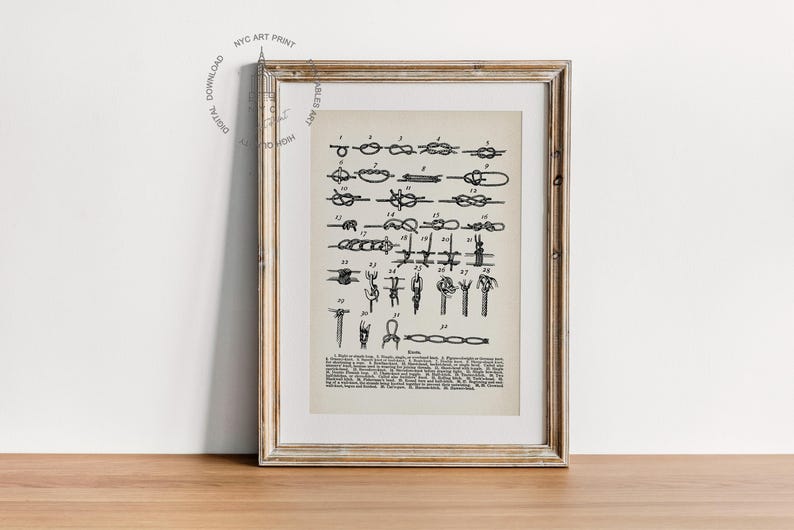 Impresión vintage de nudos marineros, impresión de paisaje marino, arte mural náutico, póster de nudos náuticos, decoración de pared marina, decoración de casa de playa imagen 4