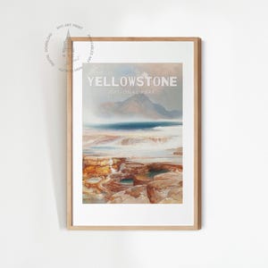 Yellowstone National Park Poster, Vintage National Park Art Print, Yellowstone National Park Painting, Hot Springs Art, Digital Download