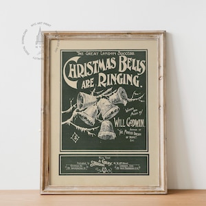 Christmas Prints, Vintage Christmas Printable Wall Art, Holiday Decor, Christmas Poster, The Christmas Ball, Christmas Bells are Ringing