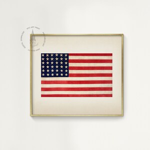 Vintage American Flag Print, 4th July Printable, USA Flag Wall Art ...