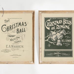 Set of 2 Vintage Christmas Prints, Christmas Ball Art, Christmas Printable Wall Art, Holiday Decor, Christmas Posters, Christmas Decor