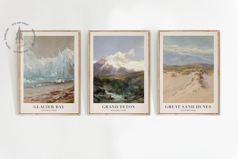 Glacier National Park Travel Poster, Scenic Landscape Wall Art, Nature Inspired Home Decor, Adventure Tourism Artwork, grand teton national park poster,  Great Sand Dunes National Park poster