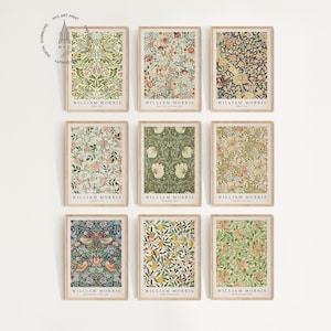 Lot de 9 affiches murales de la galerie d&#39;impressions William Morris, affiches d&#39;exposition vintage, affiche William Morris, art mural botanique, motif floral, WM03
