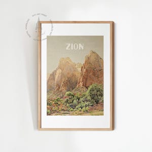 Zion National Park Poster, Vintage National Park Painting, Travel Print, United States National Parks Art Print, Zion National Park Poster