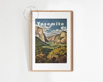 Vintage Yosemite National Park Poster Art Print (Digital Download)