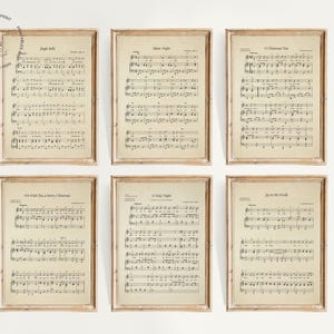 Set of 6 Vintage Christmas Sheet Music, Christmas Prints, Christmas Carols Printable, Antique Sheet Music,  Christmas songs, Christmas Decor