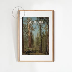 Sequoia National Park Poster, Vintage National Parks Print, The Grizzly Giant Sequoia National Park Painting, California Poster