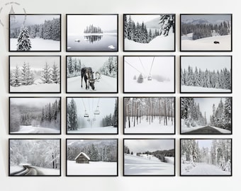 Set of 16 Winter Prints, Winter Photography Prints, Snowy Landscape Wall Art (Digital Download)