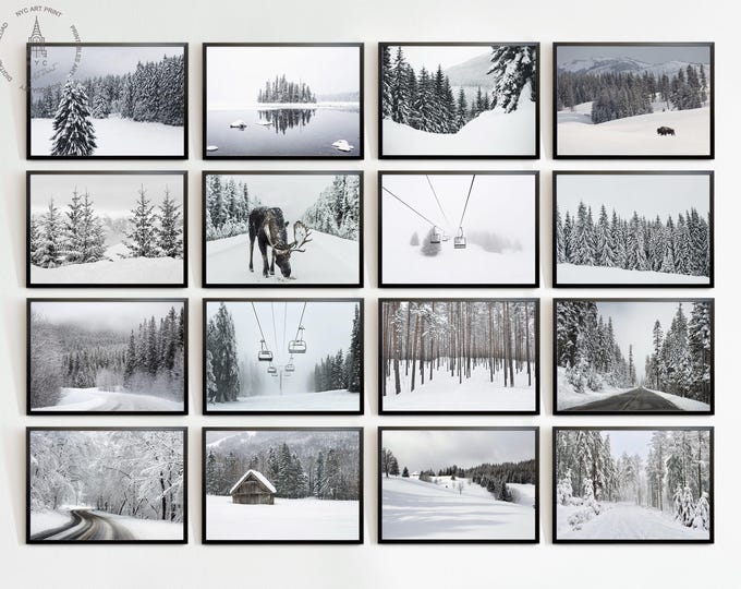Winter Decor Gallery Wall Set Ski Print Set of 3 Winter Prints Snowy ...