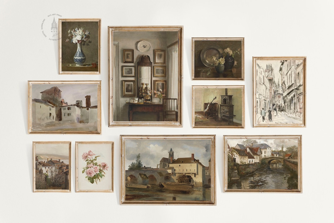 Vintage European Gallery Wall Set of 10, French Country Decor, Neutral ...