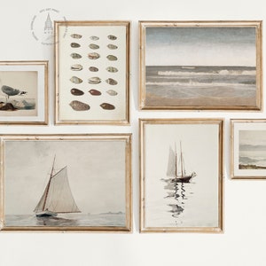 Vintage Seascape Gallery Wall Print Set of 12, Vintage Nautical Coastal ...