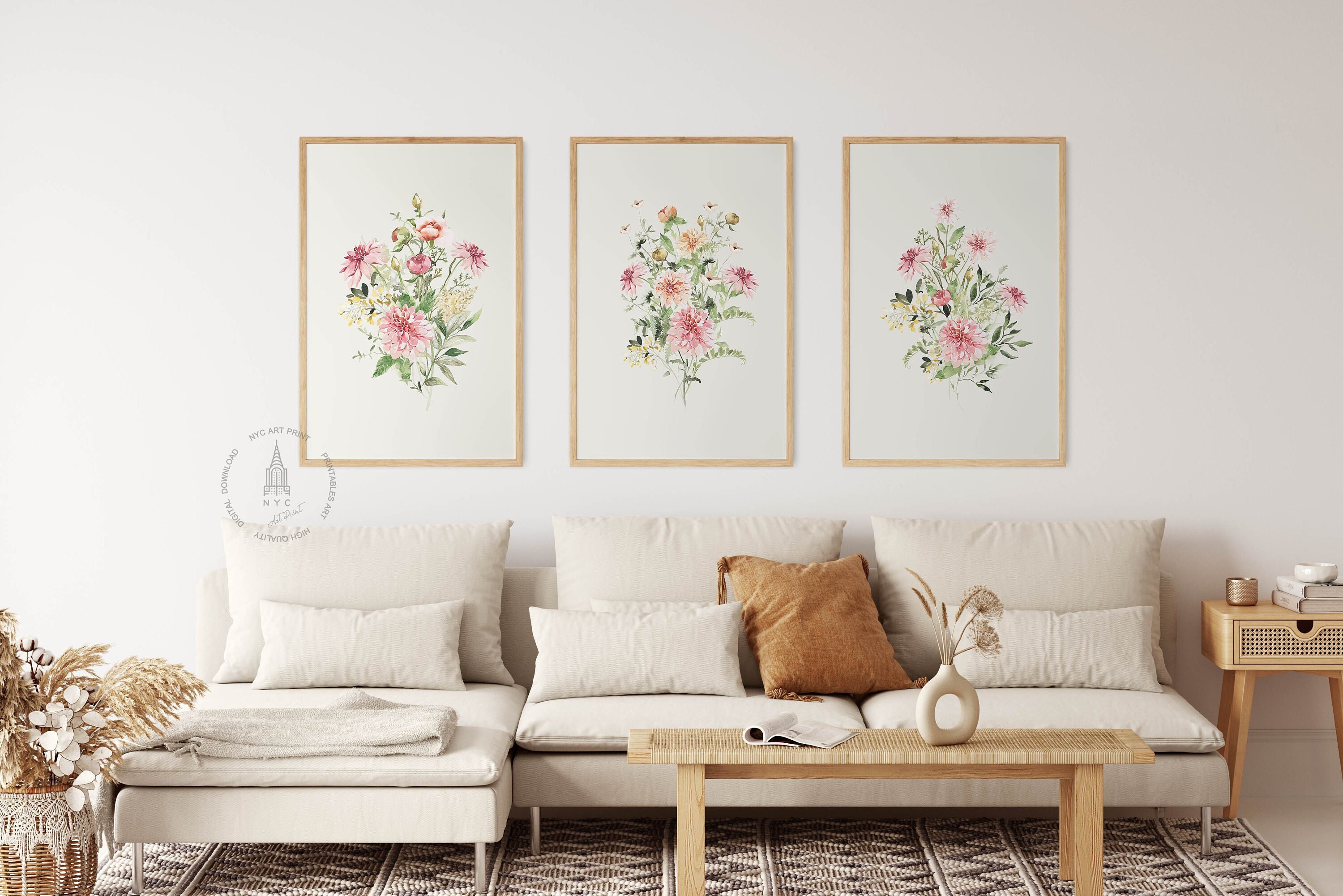 Wildflower Watercolor Print, Watercolor Botanical Print Set of 3 ...