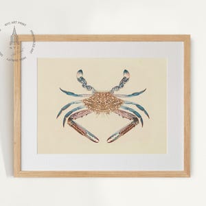 Blue Crab Print, Crab Wall Art, Blue Crab Poster, Seafood Print, Nautical Coastal Beach Art, Sea Life Print, Blue Crab Painting, Coastal Art